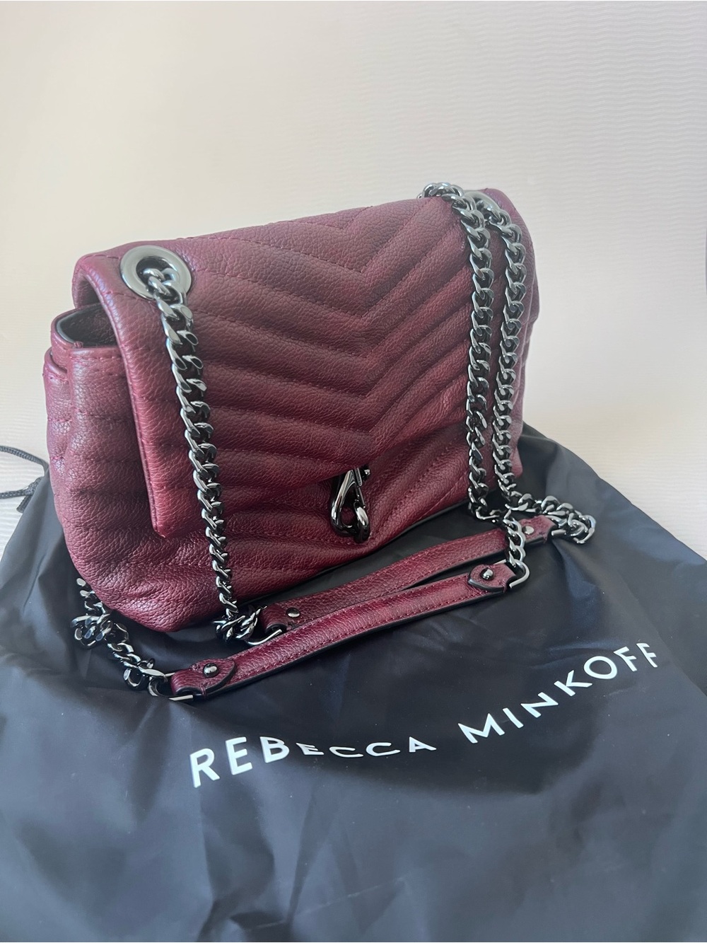 Rebecca Minkoff Shoulder/Crossbody Bag,  Chevron-Quilt Leather, Wine color NWOT
